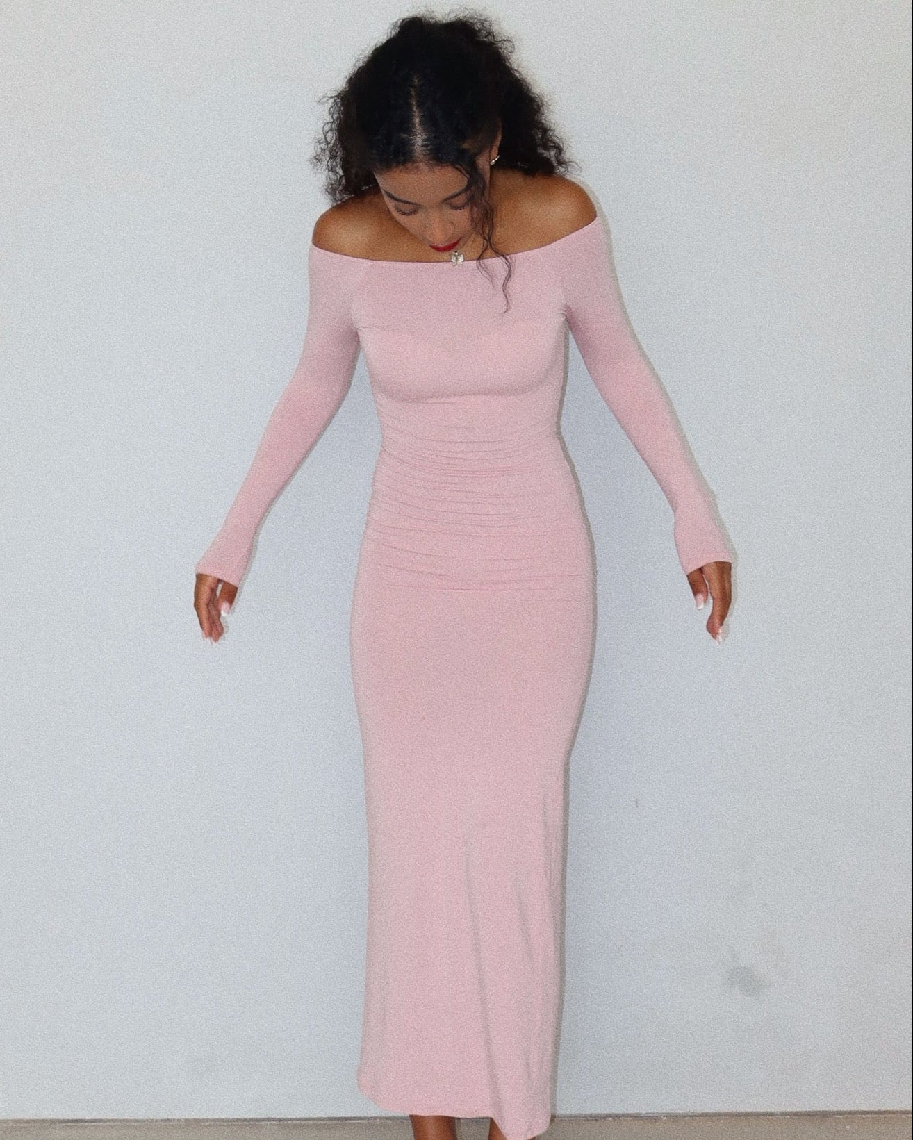 Darya Off-Shoulder Dress - Blush Darya Off-Shoulder Dress - Blush