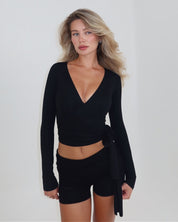ava wrap top - noir