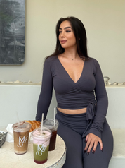 ava wrap top - smoke