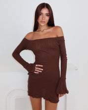 Kimia Off-Shoulder Dress Choco — STORMYY (image 3 of 6)