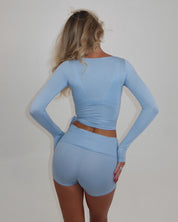 AVA WRAP TOP - BABY BLUE
