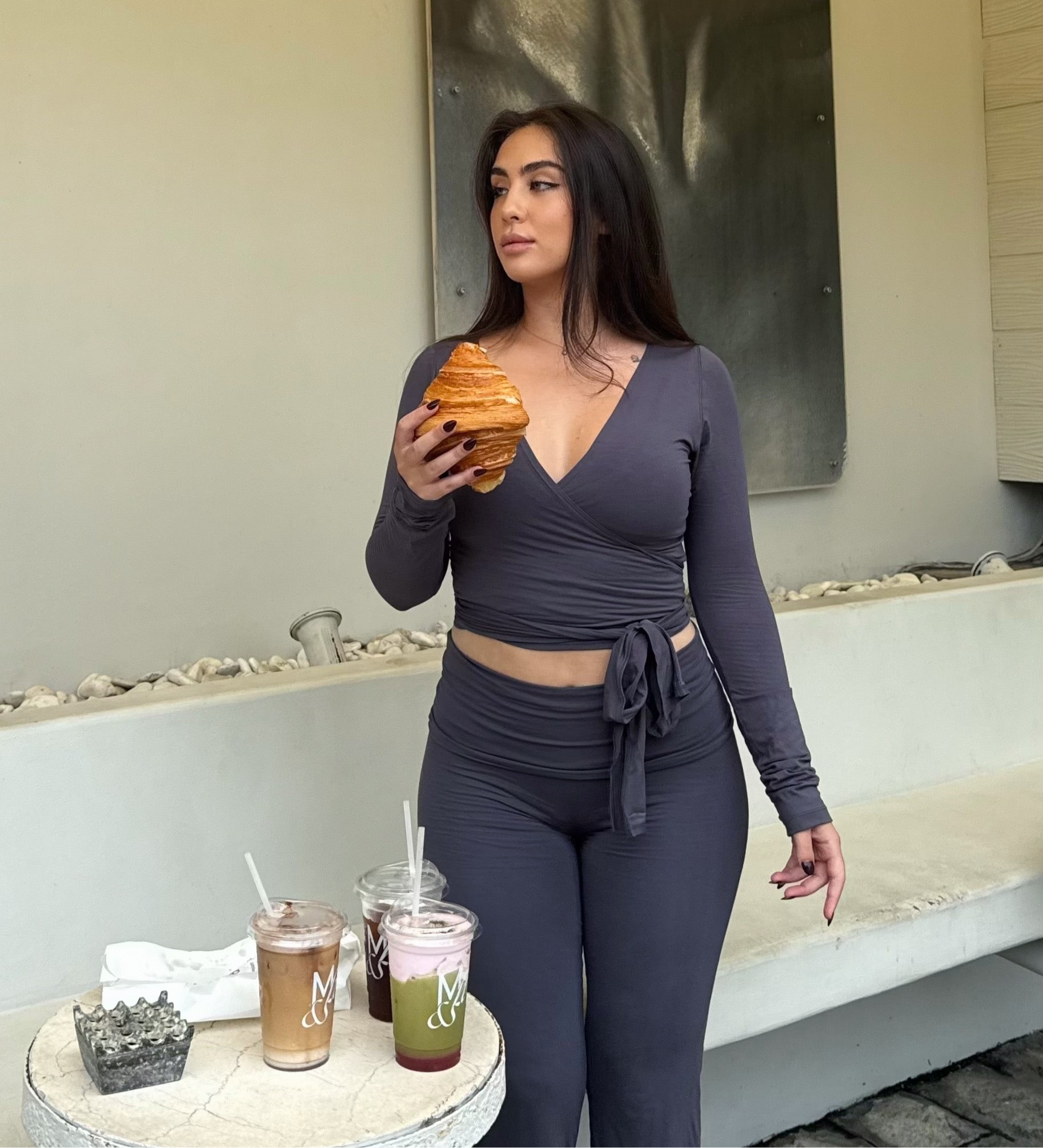 ava wrap top - smoke