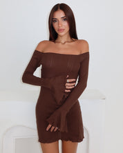 Kimia Off-Shoulder Dress Choco — STORMYY (image 4 of 6)