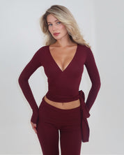 Ava Wrap Top - Bordeaux
