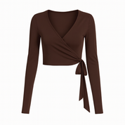 ava wrap top - chocolate