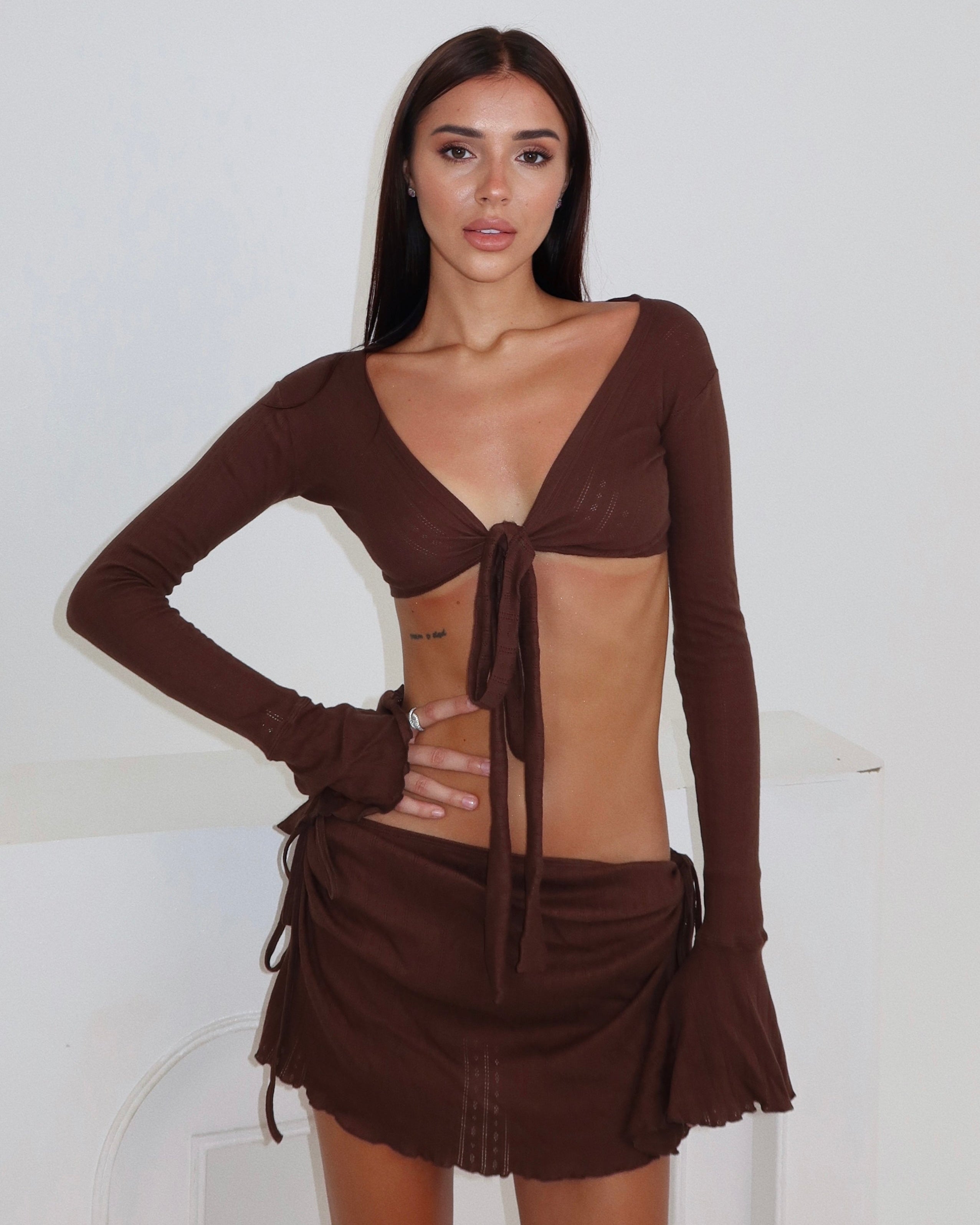 Kimia Mini Skirt in Choco — STORMYY (image 2 of 7)