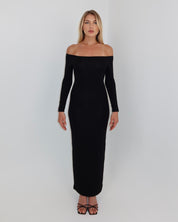 darya off-shoulder dress - noir