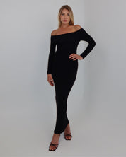 darya off-shoulder dress - noir