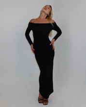darya off-shoulder dress - noir