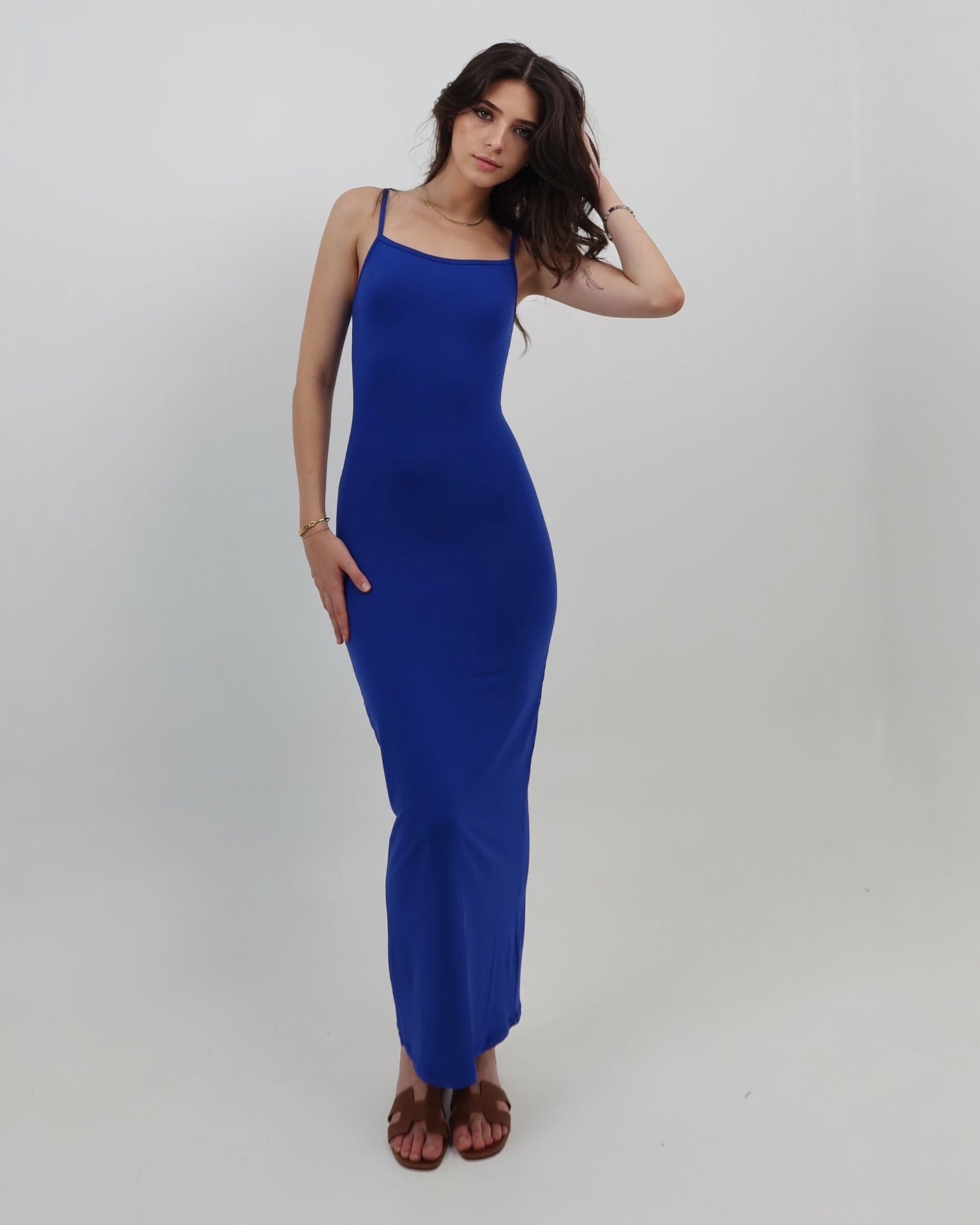 darya slip dress - blue