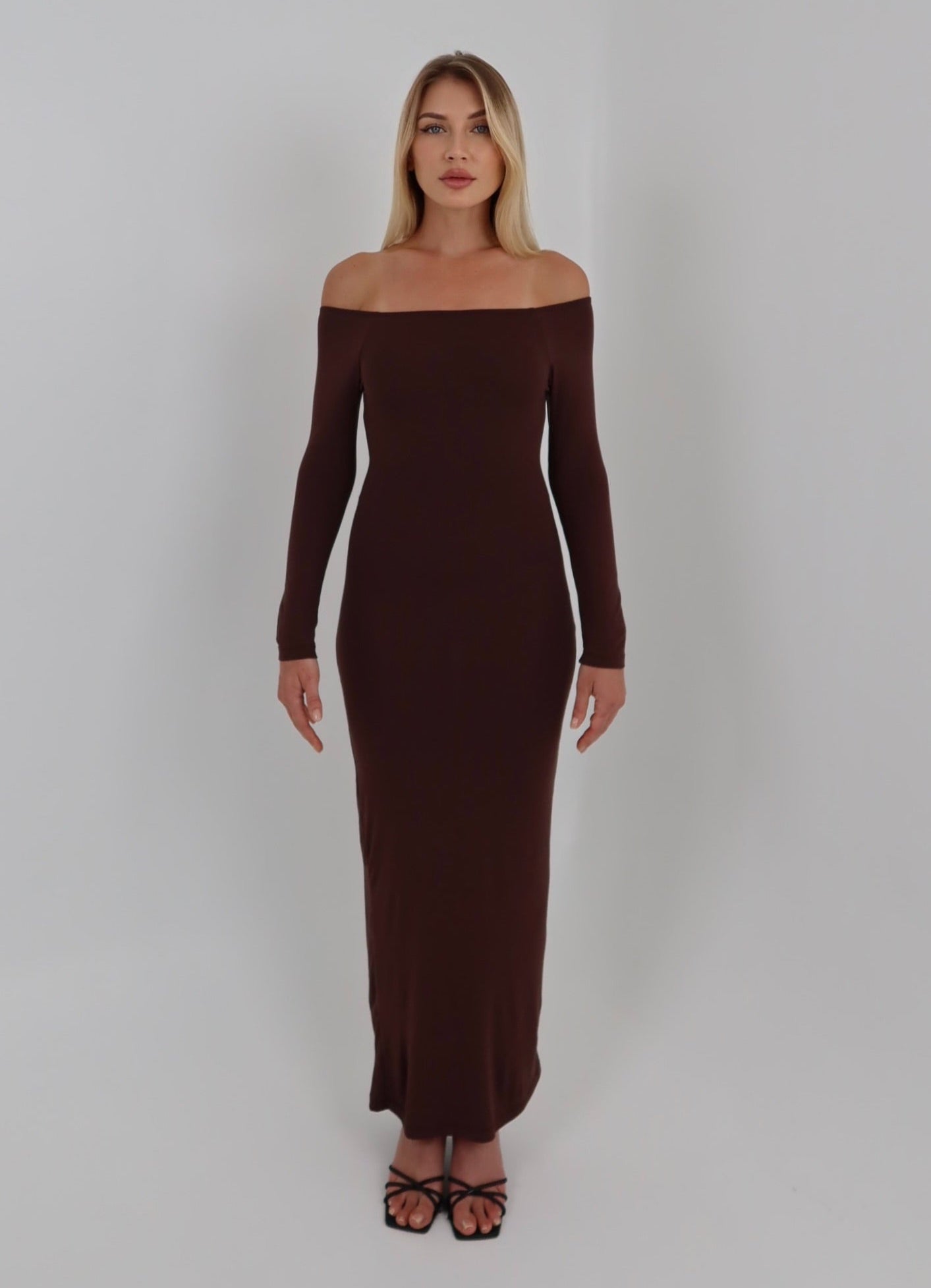 darya off-shoulder dress - chocolate