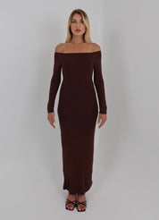 darya off-shoulder dress - chocolate