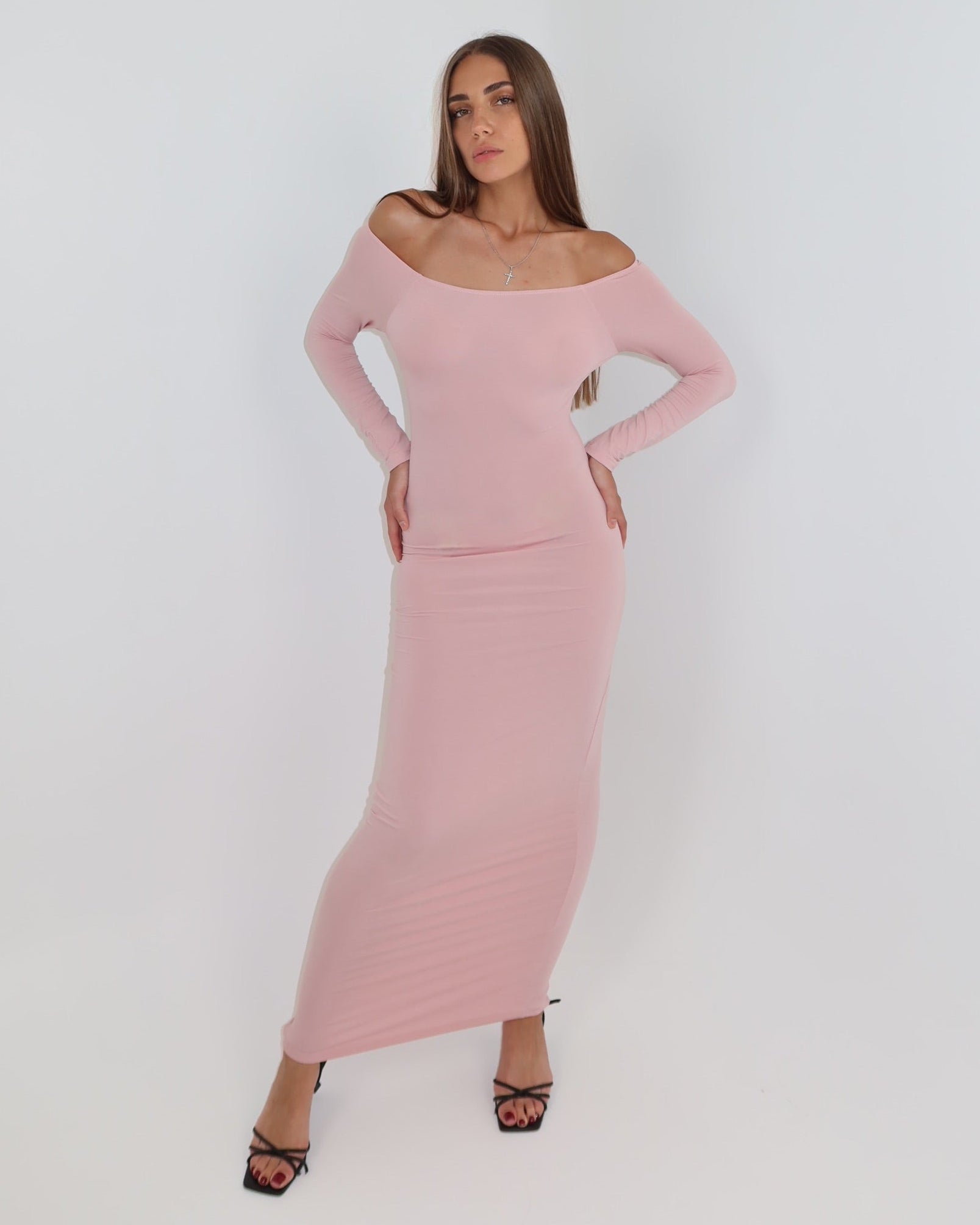 darya off-shoulder dress - blush