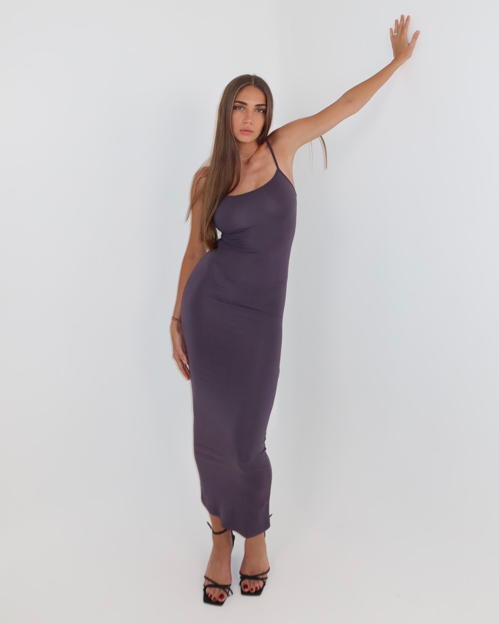 darya slip dress - smoke