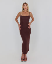 darya slip dress - chocolate