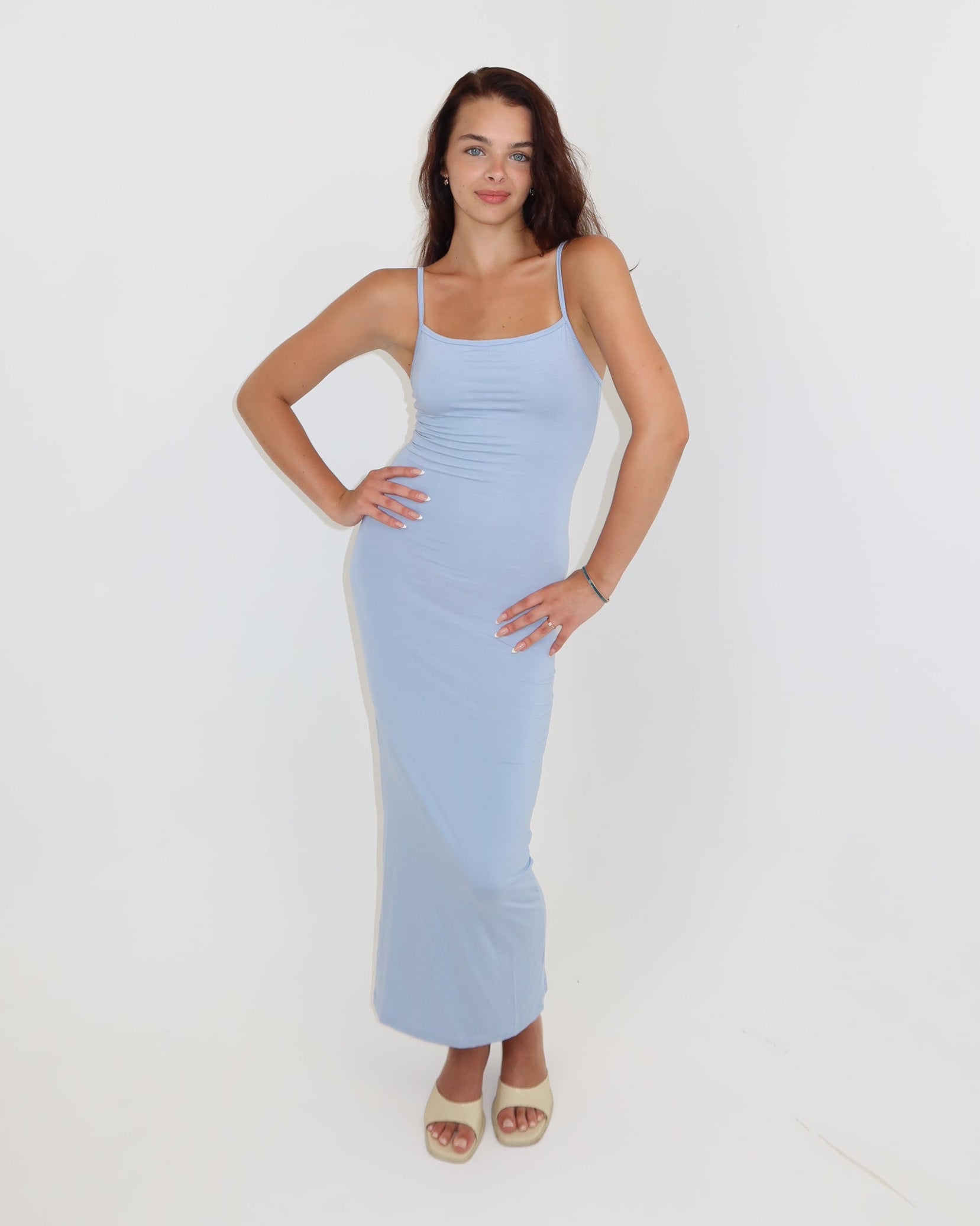 darya slip dress - baby blue