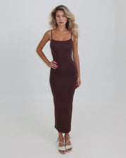 DARYA SLIP DRESS - CHOCOLATE