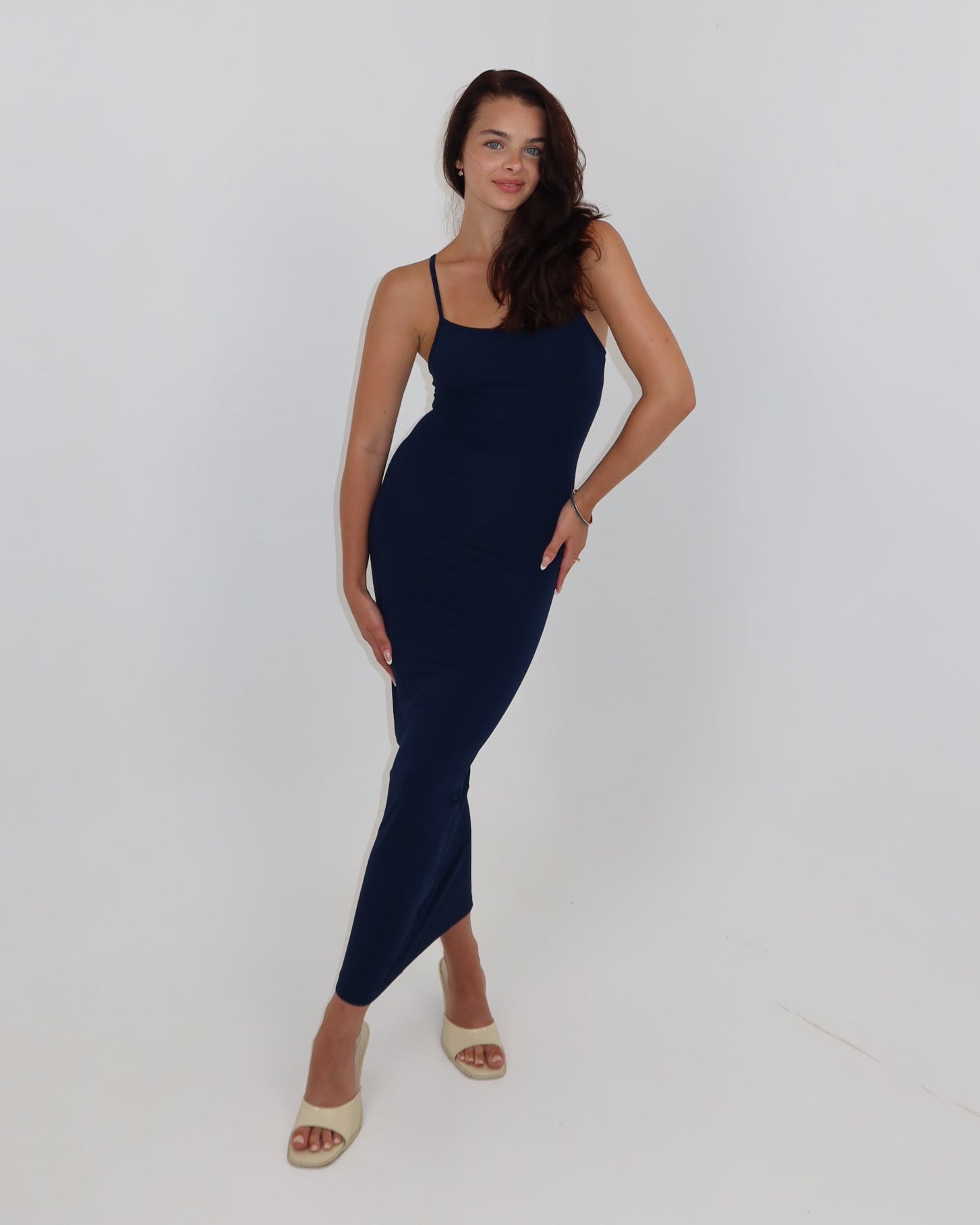 darya slip dress - navy