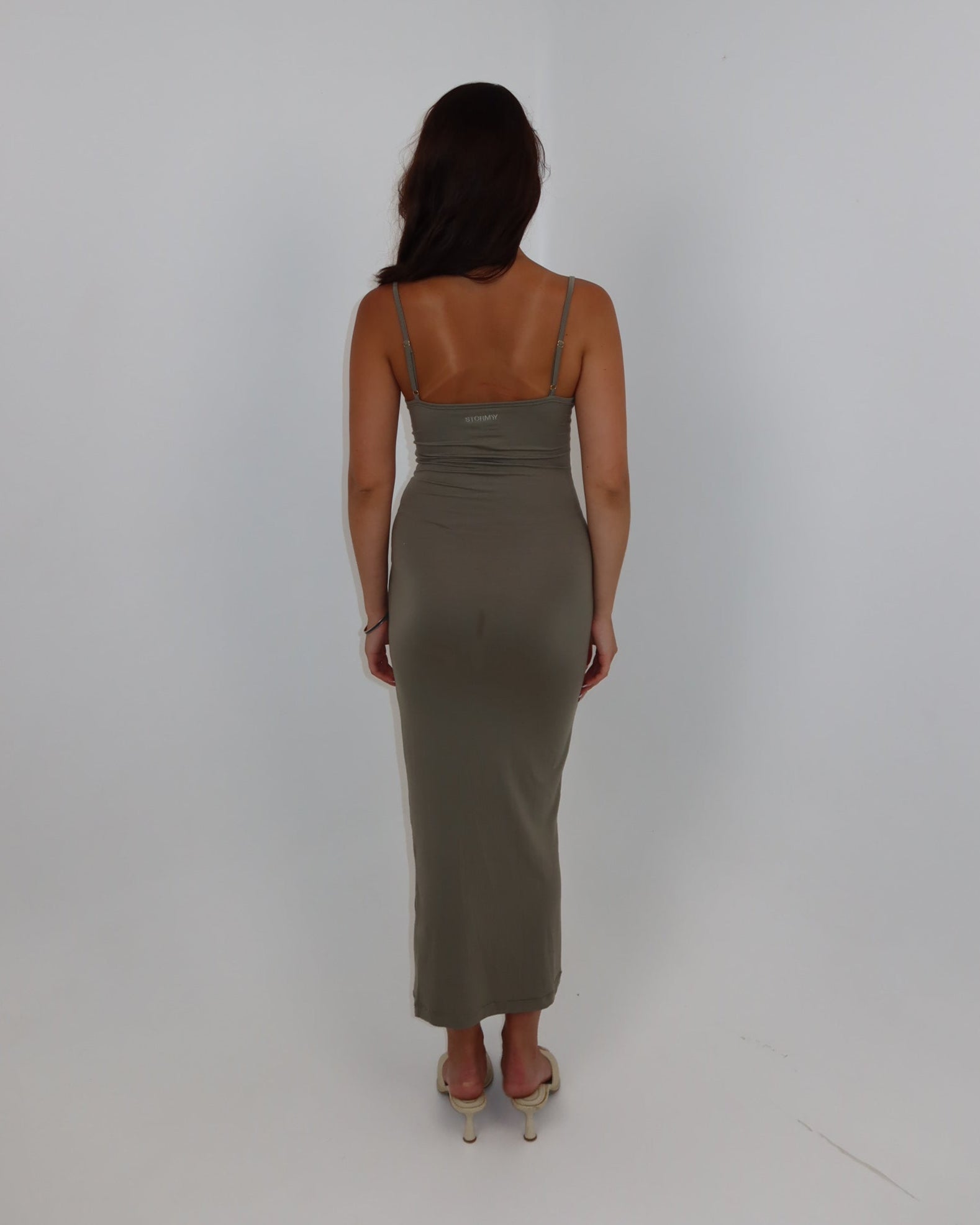 darya slip dress - olive green
