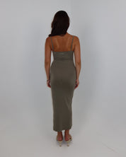 darya slip dress - olive green