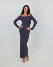 darya off-shoulder dress - smoke