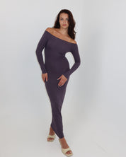 darya off-shoulder dress - smoke