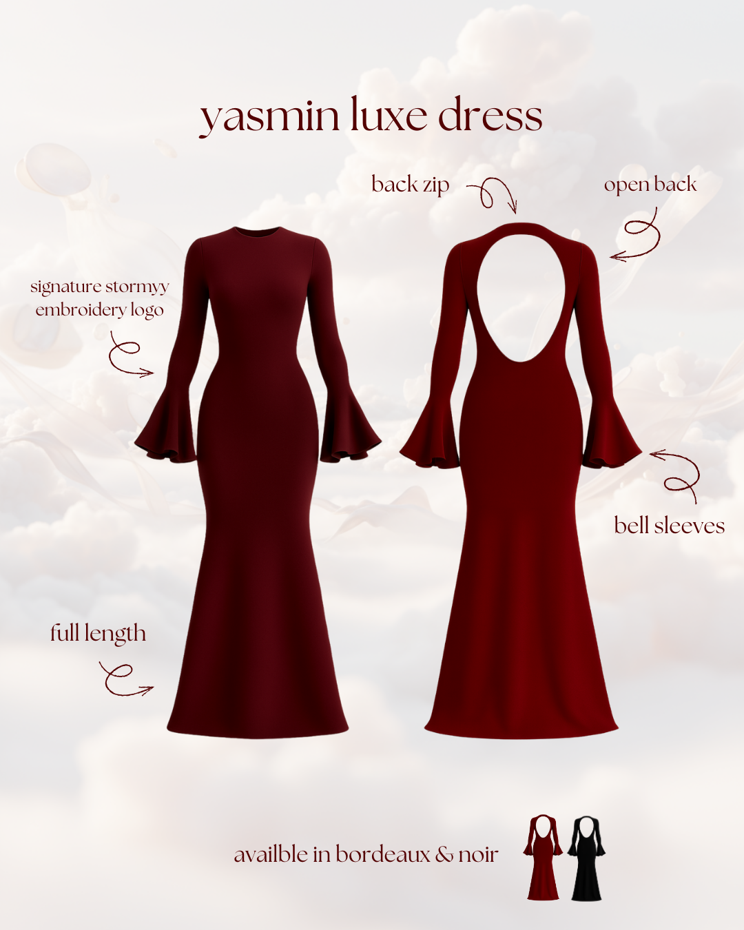 yasmin luxe dress - bordeaux