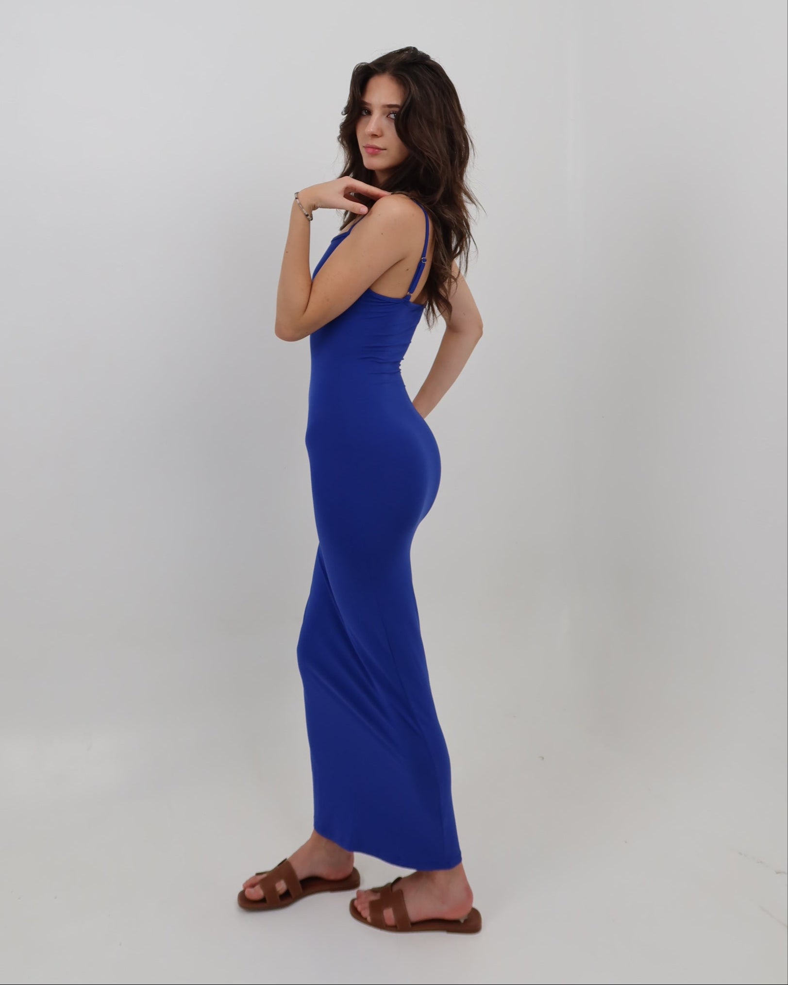 darya slip dress - blue