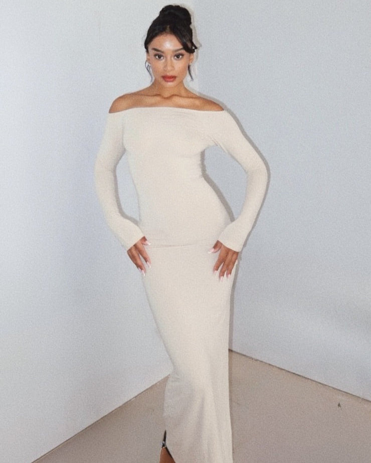 darya off-shoulder dress - vanilla