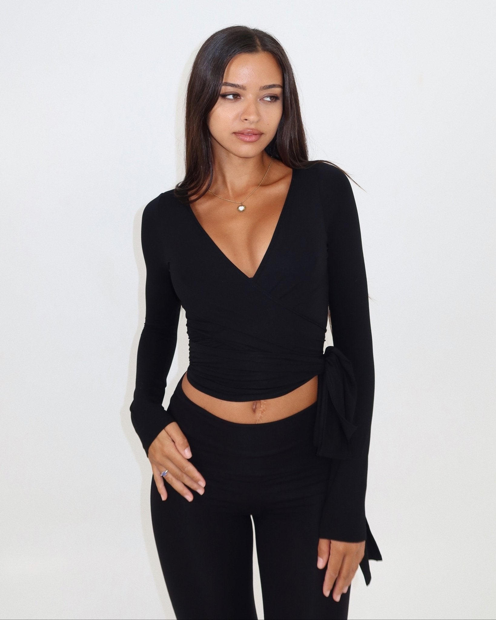 Ava Wrap Top - Black - STORMYY