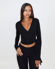 Ava Wrap Top - Black