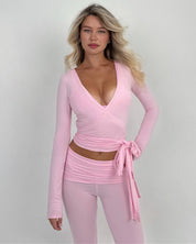 Ava Wrap Top - Baby Pink