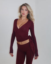 AVA WRAP TOP - BORDEAUX