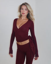 AVA WRAP TOP - BORDEAUX