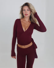 AVA WRAP TOP - BORDEAUX