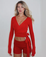 AVA WRAP TOP - CHILI