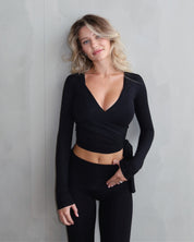 Ava Wrap Top - Black