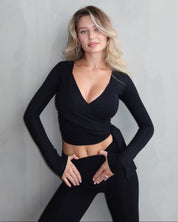 Ava Wrap Top - Black