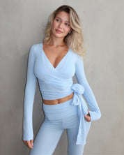 Ava Wrap Top - Baby Blue