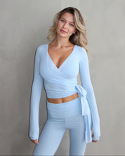 Ava Wrap Top - Baby Blue