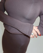 DARYA OFF-SHOULDER DRESS CHOCOLATE