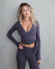 Ava Wrap Top - Smoke
