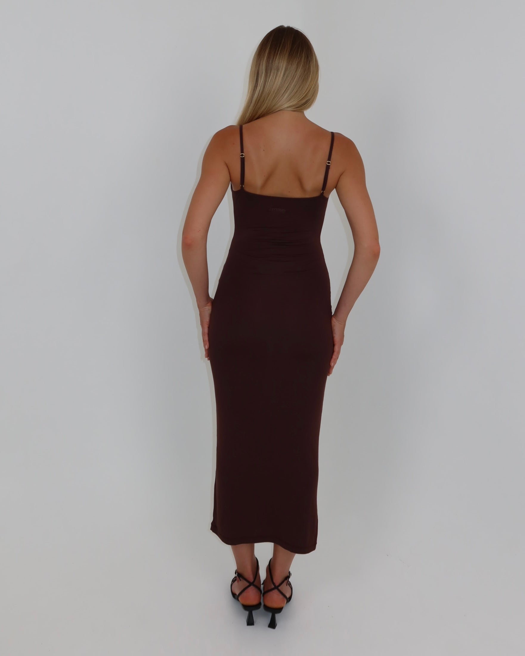 darya slip dress - chocolate