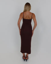 darya slip dress - chocolate