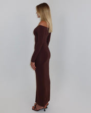 darya off-shoulder dress - chocolate