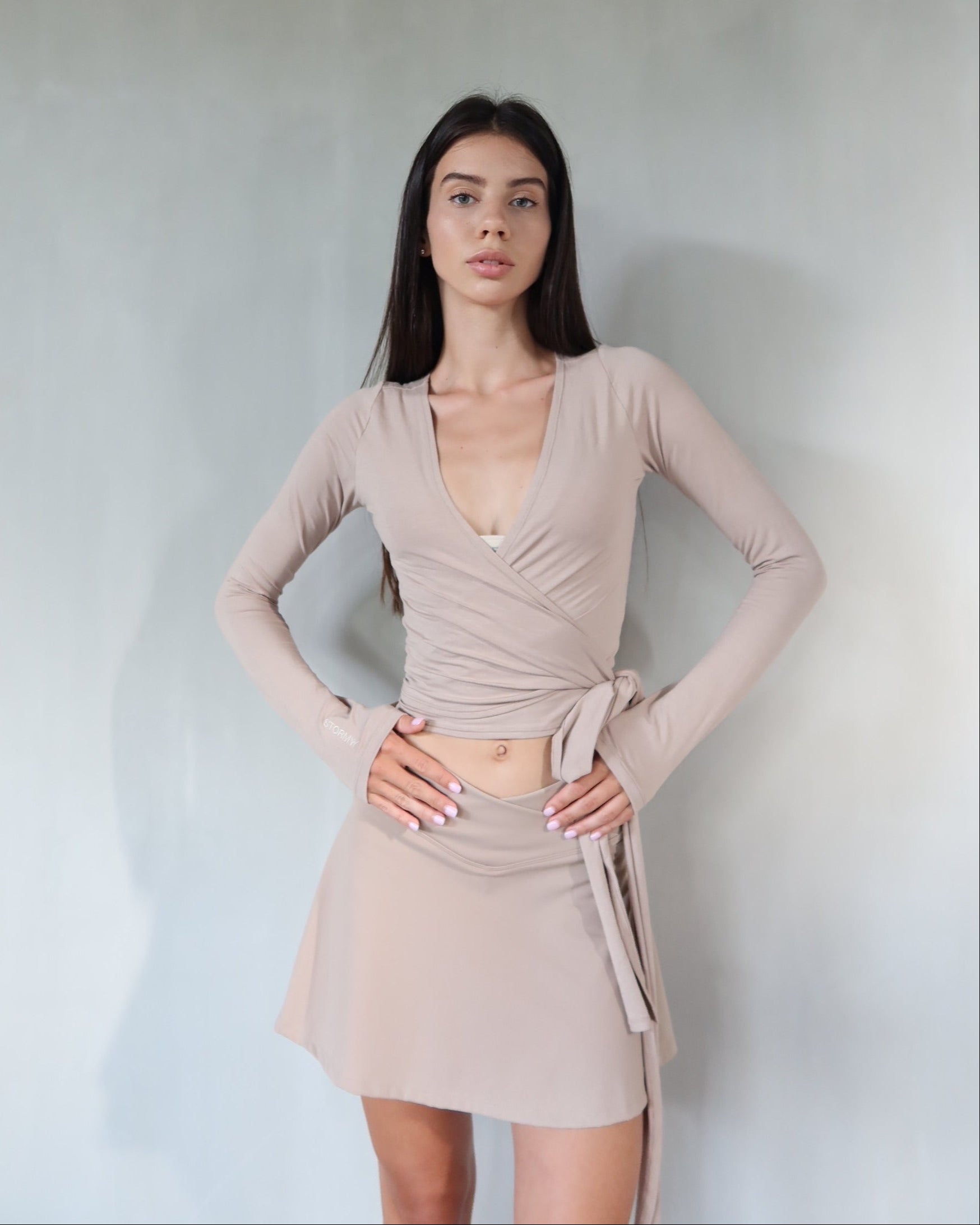 ava wrap top - nude