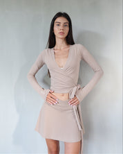 ava wrap top - nude
