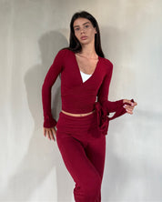 ava wrap top - cherry