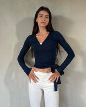 ava wrap top - navy
