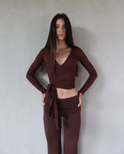 ava wrap top - chocolate